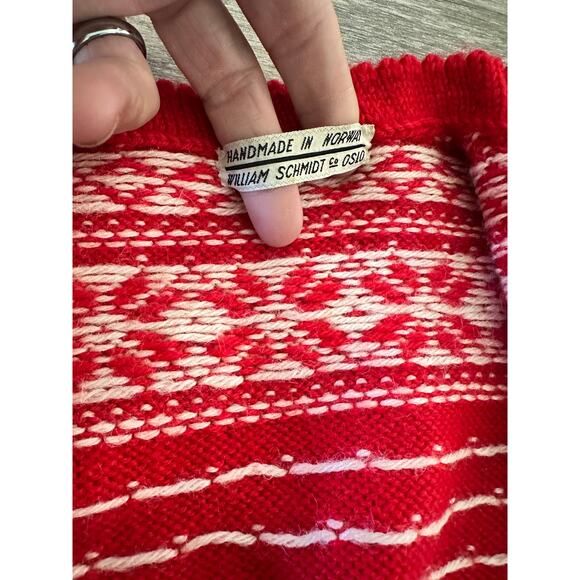 William Schmidt Co Oslo child Red White Christmas Cardigan Sweater handmade - Picture 7 of 8